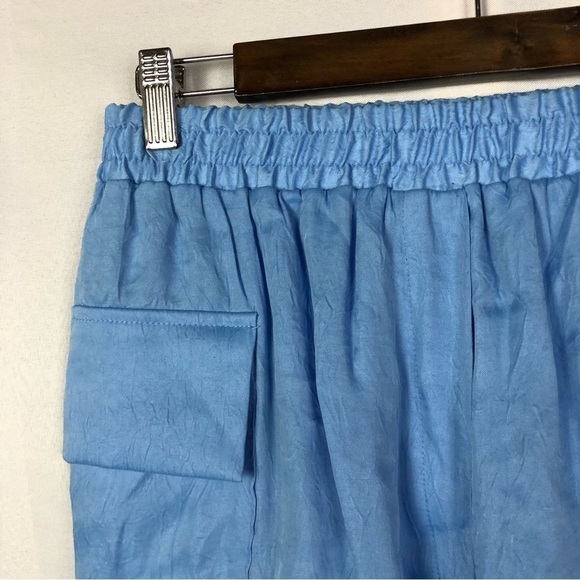 Zara Light Blue Satin Effect Pull On High Rise Cargo Shorts S - Picture 4 of 4